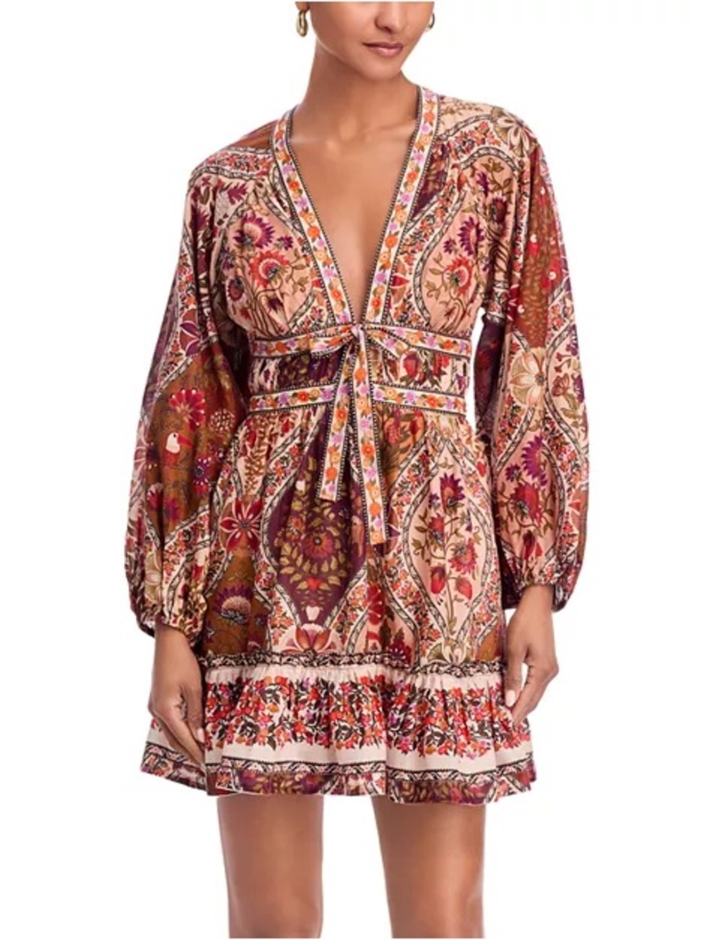 FARM Rio Rust and Pink Paisley Tie-Front Mini Dress SOLD OUT